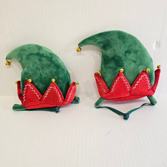 Set Of Two Merry and Bright Holiday Elf Pet Hats Large/Extra Large Sizes - Picture 6 of 9